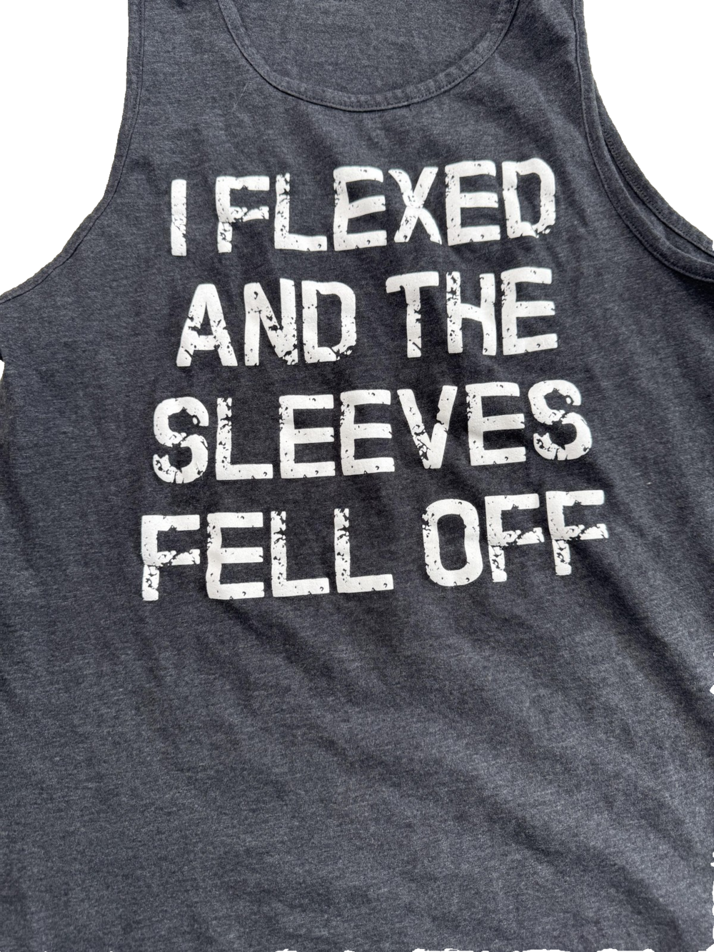 Crazy Dog Shirt Mens XL I Flexed And The Sleeves Fell Off Tank Top Gym Funny - Picture 3 of 6